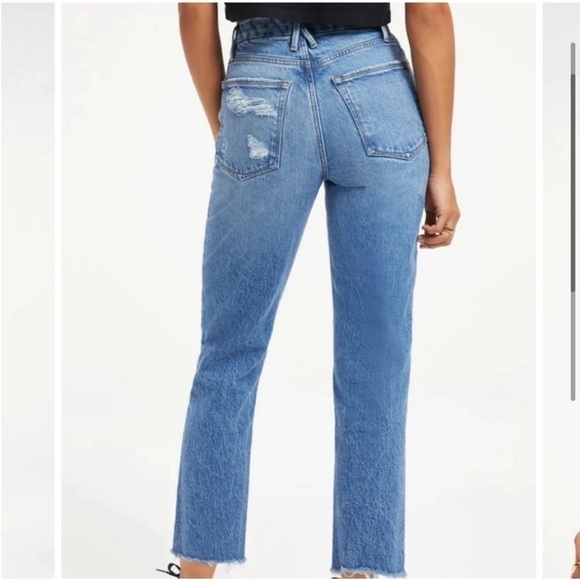 Good American Good Vintage Distressed High Rise Jeans Womens 0/25 Blue NWT - Picture 2 of 9